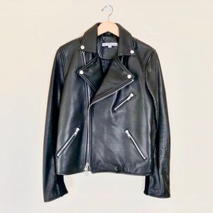 The Arrivals Lautner Leather Biker Jacket Black M
